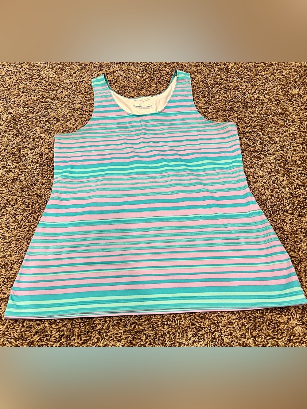 Columbia Omni-Wick Tank Top Women’s S Pink Blue Striped Sleeveless